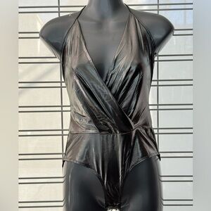 Bear Dance Bodysuit Metallic Silver Size Small NWOT